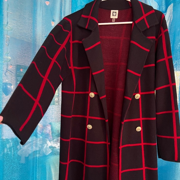 Anne Klein sweater blazer coat. Medium. Navy blue and red. - Picture 5 of 6
